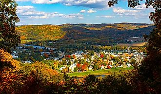 Colorful Peak Fall Leaves Round Top Park, Athens, Pennsylvania.