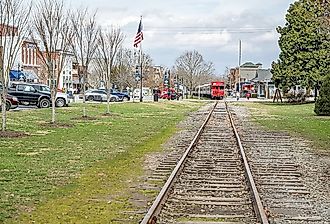 Train running through Blue Ridge, Georgia.