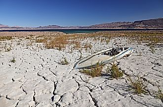 Abandoned Boat On Dried Shores of Lake Mead