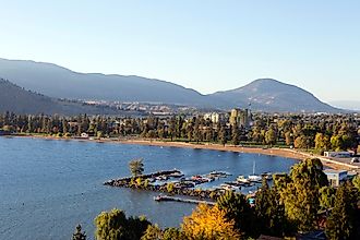 Aerial view of Penticton River in Penticton, British Columbia, Canada.