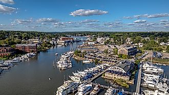 Aerial view of Mystic, Connecticut.
