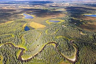 Beautiful aerial landscape of the Kobuk Valley National Park in the arctic of Alaska.