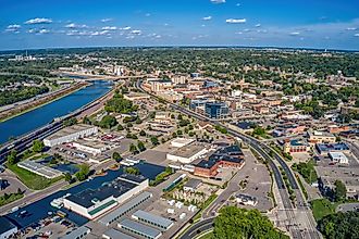 Aerial view of Mankato, Minnesota.