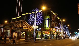  The town of Gatlinburg lights up at night, with a view towards the Space Needle.