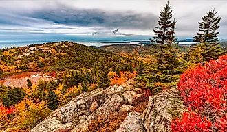 Autumn fall colors in Acadia National Park Island.