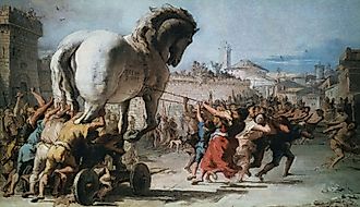 A depiction of the Trojan Horse.