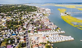 Aerial view of Chincoteague in Virginia.