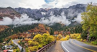 The Million Dollar Highway in Ouray, Colorado, during fall. Shutterstock.com