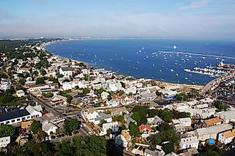 View of the Cape Cod and the town of Provincetown, Massachusetts.