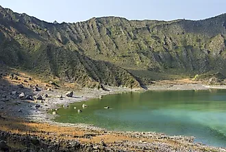 Green waters at the crater lake at El Chichón in Chiapas, Mexico.