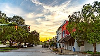 Downtown Eufaula, Alabama at sunset.