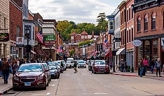 View of Main Street in the historical downtown area of Galena, Illinois. Image credit David S. Swierczek via Shutterstock.