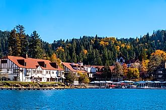 View of Lake Arrowhead, California, in fall.