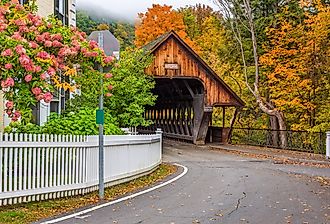 Woodstock, Vermont, USA at the Middle Covered Bridge.