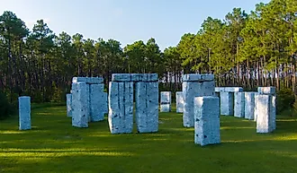 View of Bamahenge in Elberta, Alabama.
