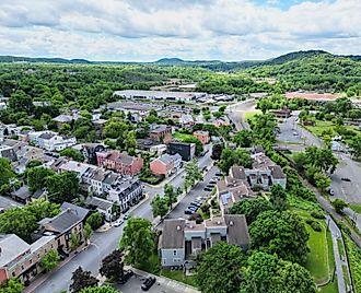 Aerial view of Hudson, New York. 