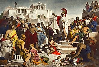 Nineteenth-century painting by Philipp Foltz depicting the Athenian politician Pericles delivering his famous funeral oration in front of the Assembly.