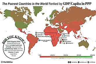 a map showing the poorest countries in the world