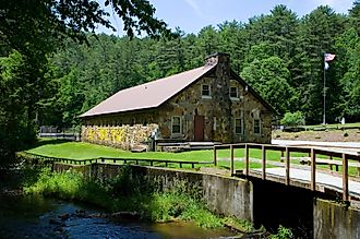Front Building and River Walhalla State Fish Hatchery South Carolina Horizontal