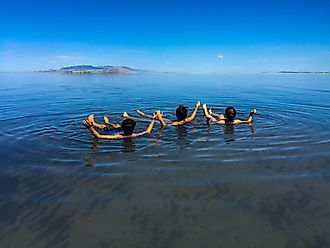 People floating in the Great Salt Lake.