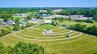 Aerial View of Historic Drive-In Theater in Huntington, Indiana.