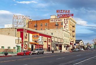 Old historic hotel, casino, and bar Mizpah in the old mining town of Tonopah, Nevada. Image credit travelview via Shutterstock