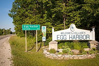 Egg Harbor sign in Door County, Wisconsin.