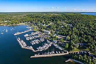 Aerial view of Fish Creek, Wisconsin.