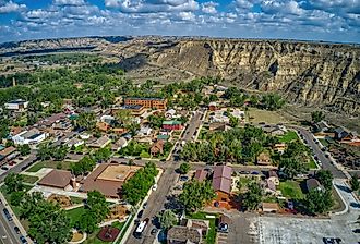 Aerial view of Medora, North Dakota.
