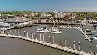 Aerial view of the coastline of Fernandina Beach, Amelia Island, Florida. Editorial credit: GagliardiPhotography / Shutterstock.com