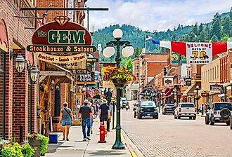 Main Street along the historic 1880s Old West themed town of Deadwood, South Dakota. Editorial credit: Kirk Fisher / Shutterstock.com