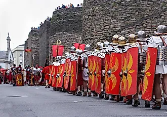 Roman troops tour the city of Lugo, demonstrating how Roman legions lived and fought during the occupation of Spain. Editorial credit: Fercast / Shutterstock.com