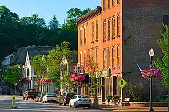 CHAGRIN FALLS, OH: North Main Street in Chagrin Falls is lined with popular shops and restaurants that maintain a vintage charm in this Cleveland suburb.