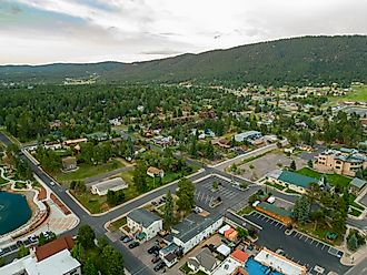 Aerial drone photo town of Woodland Park, Colorado