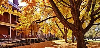 Colorful fall foliage at Fort Leavenworth, Kansas, USA.
