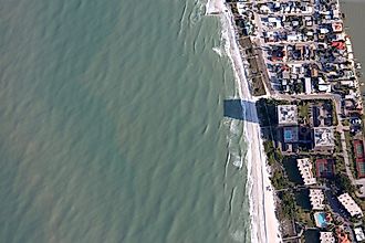 High resolution aerial photograph of a beach community in Florida.