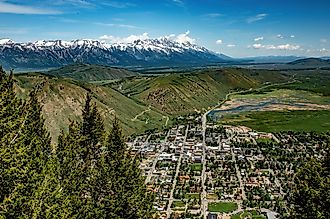 Aerial view of Jackson, Wyoming. Via Adobestock / Betty Rong