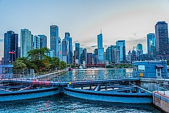Chicago Harbor Lock in Chicago River in Chicago, Illinois 