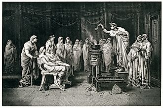 Engraving From 1882 Featuring The Vestal Virgins Of Ancient Rome.