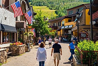 Downtown street in Vail, Colorado. Image credit Alex Cimbal via Shutterstock