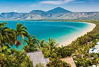 Port Douglas beach and ocean on sunny day, Queensland, Australia.