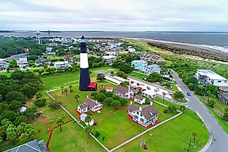 Aerial view of Tybee Island, Georgia. Editorial credit: Dennis MacDonald / Shutterstock.com.