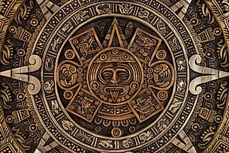 Close view of the ancient Aztec calendar.