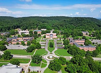 Aerial view of Southern Adventist University in Collegedale, Tennessee.