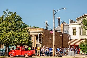 A crowd on main street in Elburn, Illinois, via Ken Schulze / Shutterstock.com