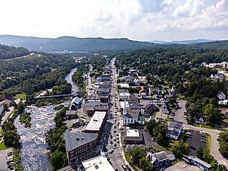 Aerial view of downtown Littleton, New Hampshire.