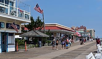 The charming beachside scene of Rehoboth Beach, Delaware. Editorial credit: Foolish Productions / Shutterstock.com.