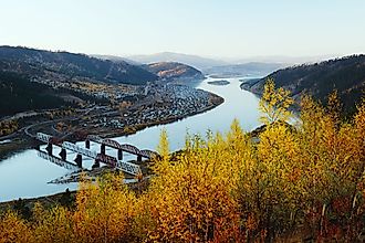 Railway bridge over the Selenga River near the Mostovaya station in the suburbs of Ulan-Ude.