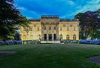 The Marble House in Newport, Rhode Island. It is a Gilded Age mansion and its temple-front portico is like that of the White House. Editorial credit: Felix Lipov / Shutterstock.com