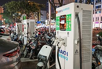 The Electric Vehicle Charging Station in Sanya, China. Image credit photoDiod via Shutterstock